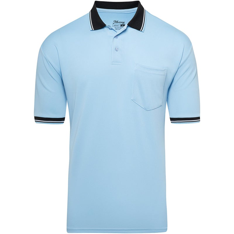 Murray Sporting Goods Short Sleeve Polo Baseball and Softball Umpire Shirt - Sized for Chest Protector (Light Blue, X-Large) - Image 1